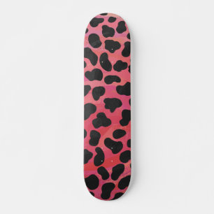 Skateboard Impression noire et rouge dalmate