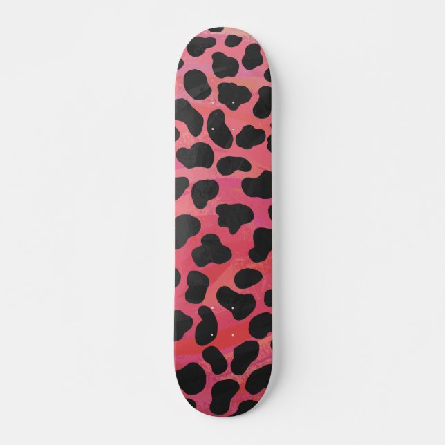 Skateboard Impression noire et rouge dalmate (Devant)