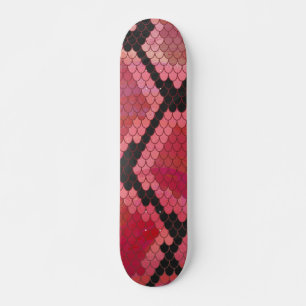 Skateboard Impression serpent noir et rouge