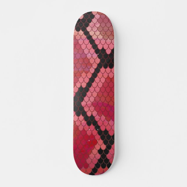 Skateboard Impression serpent noir et rouge (Devant)