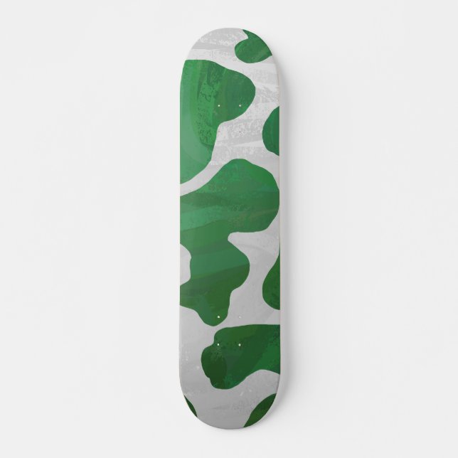 Skateboard Impression verte et blanche de vache (Devant)