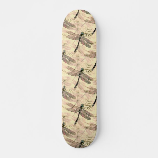 Skateboard Impression vintage de libellule (Devant)