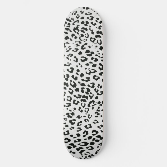 Skateboard Imprimé Animal Noir et Blanc Esthétique (Recto)