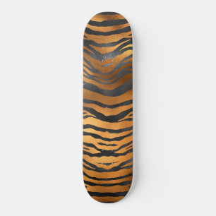 Skateboard Imprimé Animal Rayures de Tigre Noir Brun Glamour
