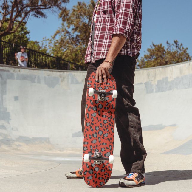 Skateboard Imprimé animalier léopard rouge gras Glam 1 (Extérieur 2)