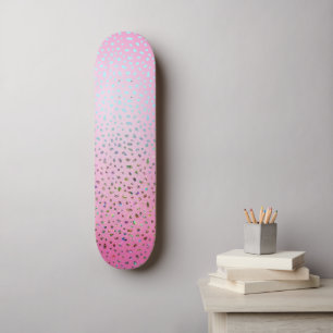 Skateboard Imprimé Guépard Rose Pailleté
