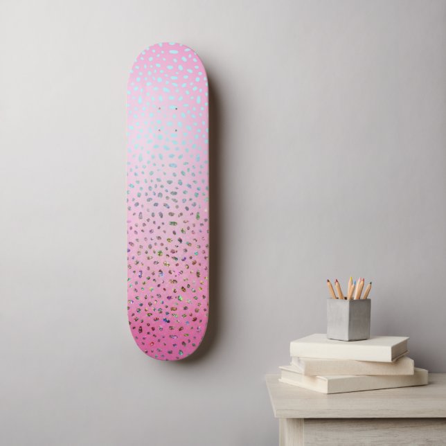 Skateboard Imprimé Guépard Rose Pailleté (Art mural)