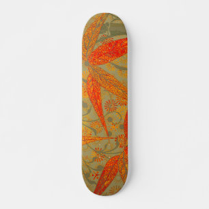 Skateboard Imprimé vintage d'art en bambou terreux orange 