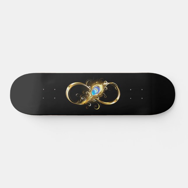 Skateboard Infinité avec plume de paon doré (Horz)