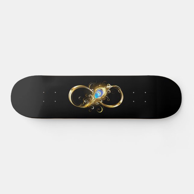 Skateboard Infinité avec plume de paon doré (Horz)