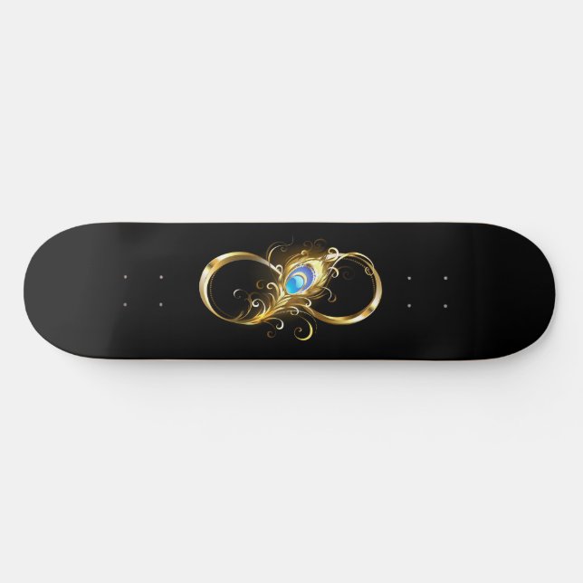 Skateboard Infinité avec plume de paon doré (Horz)