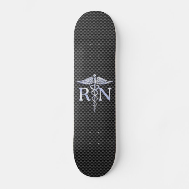 Skateboard Infirmière inscrite RN Silver Caduceus Snakes (Recto)