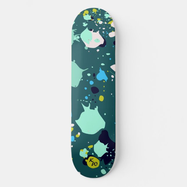 Skateboard Initiales cool vert coloré (Recto)