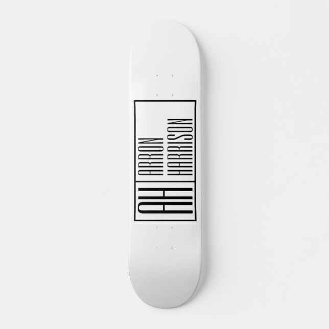Skateboard Initiales minimes modernes et logo de nom (Devant)