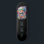 Skateboard *~* Initiales Neon Hair Rainbow Troll AP89<br><div class="desc">(Code de recherche AP89 pour les articles Troll et AP88 pour les articles de thème médiéval ) Transfert facile vers d'autres produits Zazzle. Patinage arrière - plan NOIR. Les couleurs vives et oh si heureux de NEON Rainbow couleurs juste pop les images TROLL et les LETTRES. Customisez / Personnalisez vos...</div>