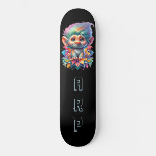 Skateboard *~* Initiales Neon Hair Rainbow Troll AP89