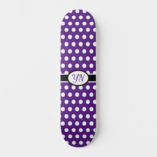 Skateboard Initiales personnalisées Point Polka (Recto)