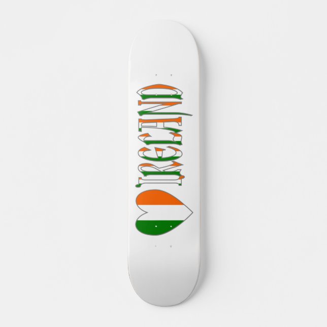 Skateboard Irish Flag Heart & Word Irlande (Devant)