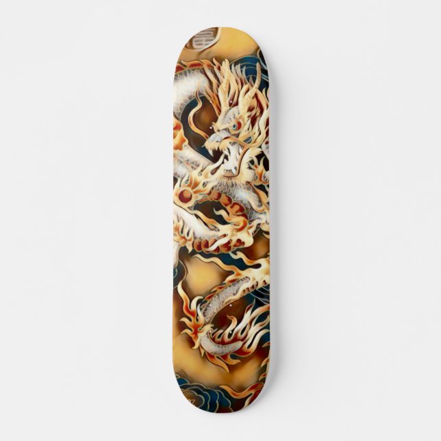 Skateboard Ivory Tribal Dragon Element Custom Pro Park Board (Devant)