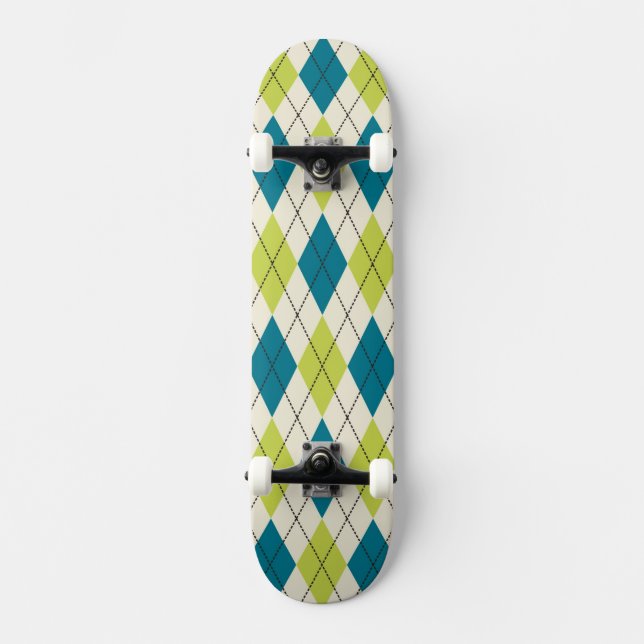 Skateboard Jacquard bleu et vert (Recto)