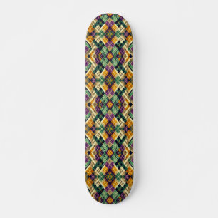 Skateboard Jacquard Mardi Gras jaune violet vert