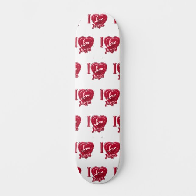 Skateboard J'aime Jésus Cœur Rouge (Recto)