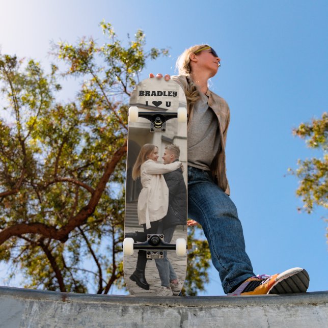 Skateboard J'Aime Que Vous Ajoutez Votre Propre Photo Nom Per (Extérieur 1)