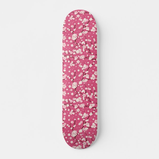 Skateboard  Japanese Cherry Blossom Flower Pink Floral (Devant)