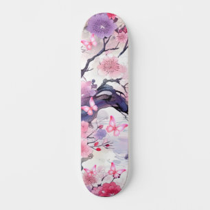 Skateboard Japonais Cerise Fleur & Papillons