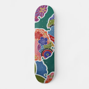 Skateboard Japonais KIMONO Textile, Floret Motif