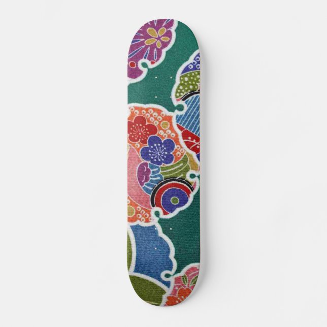 Skateboard Japonais KIMONO Textile, Floret Motif (Recto)