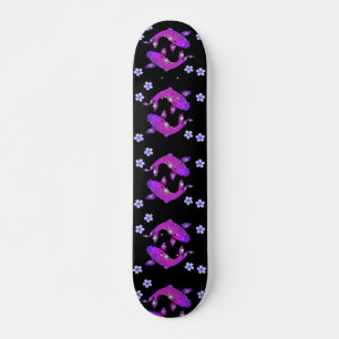 Skateboard Japonais Purple Koi Poisson Aesthétique Noir