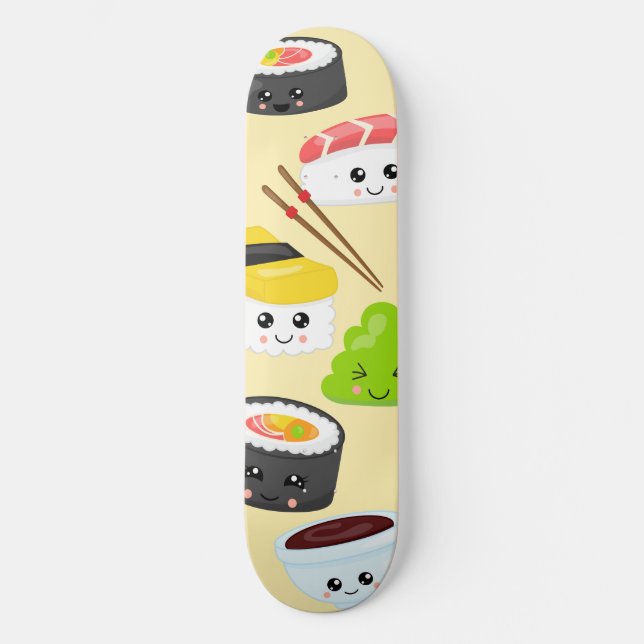 Skateboard Japonais Sushi Cute Kawaii Fille tendance (Recto)