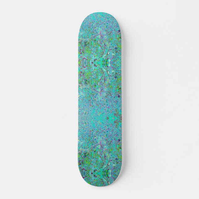 Skateboard Jardin à fleurs vert et violet Abstrait Aqua (Devant)