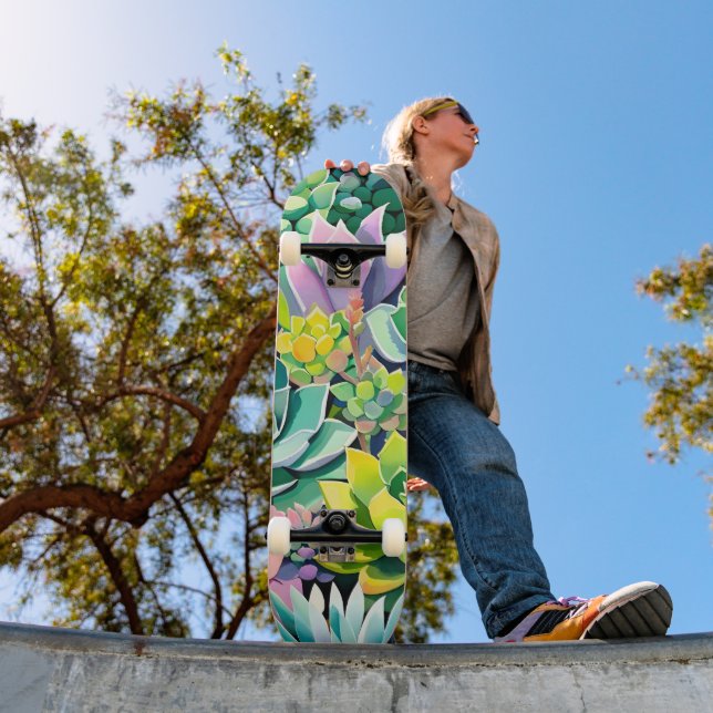 Skateboard Jardin botanique de succulentes colorées d'été (Extérieur 1)