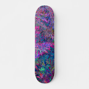Skateboard Jardin de feuillage aux couleurs arc-en-ciel psych