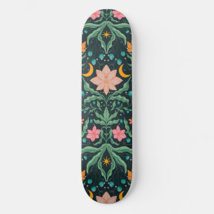 Skateboard Jardin de fleurs magiques dans la nuit étoilée