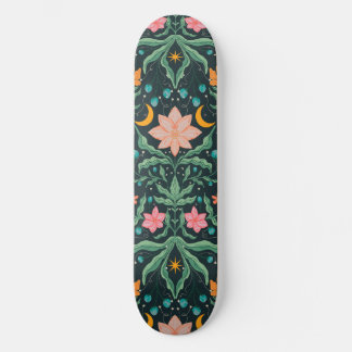 Skateboard Jardin de fleurs magiques dans la nuit étoilée