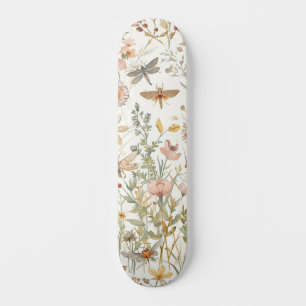Skateboard Jardin de fleurs sauvages papillons botaniques flo