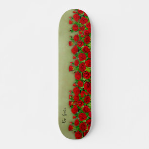 Skateboard Jardin de roses rouges vibrant motif floral