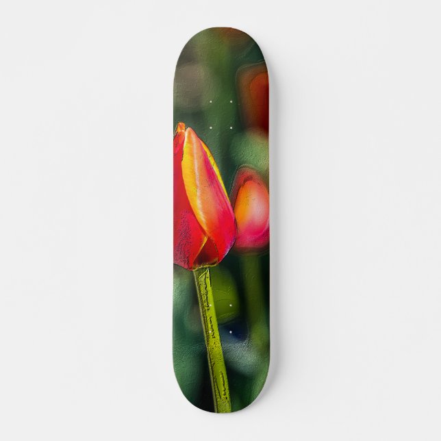 Skateboard Jardin de Tulipes texturé (Devant)
