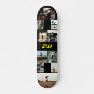 Skateboard Jaune Ajouter le nom Black Photo Collage Modèle
