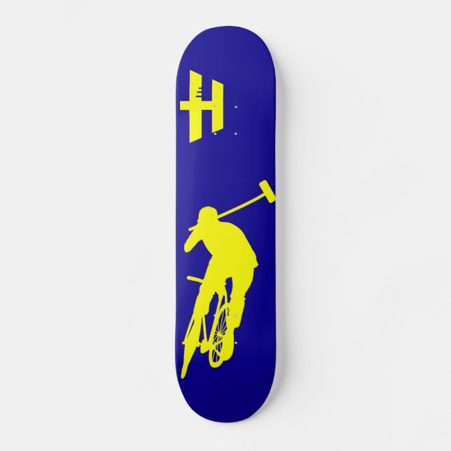 Skateboard Jaune bleu de "polo" de Hoodman (Recto)