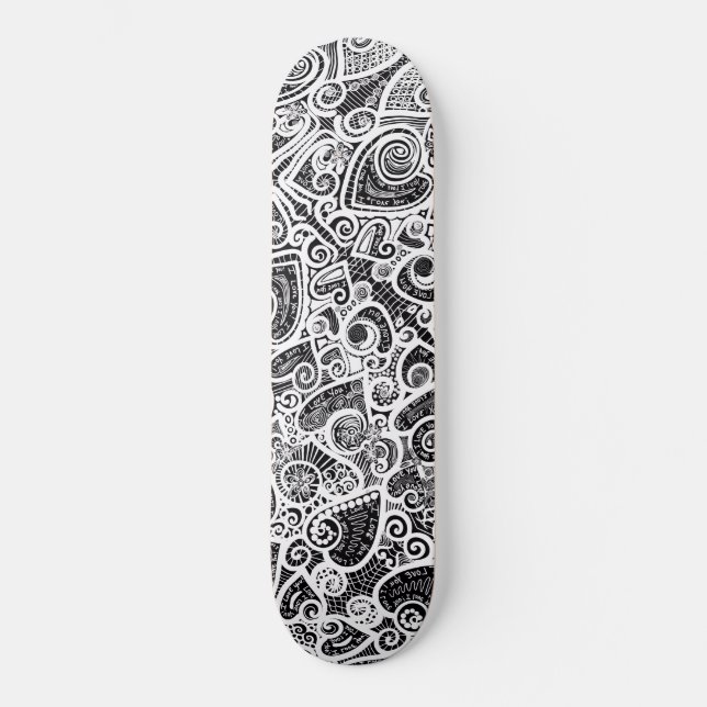 Skateboard Je T'Aime Design D'Art Abstrait Scratch (Recto)