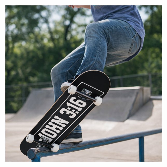 Skateboard Jean 3:16 Simple Moderne Noir et Blanc Chrétien (Créateur téléchargé)