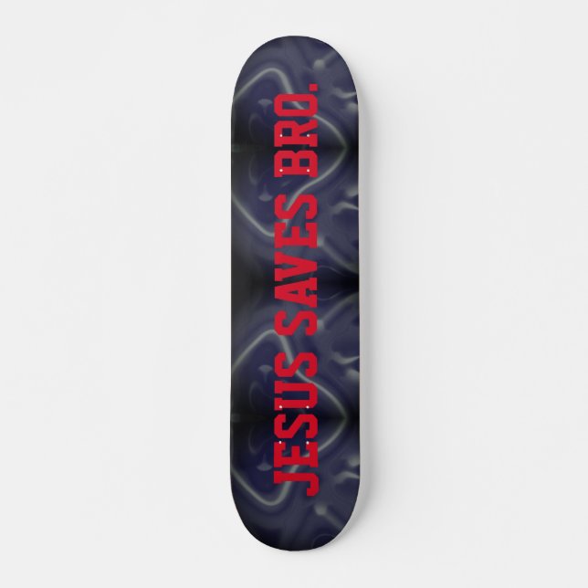 Skateboard Jésus Sauve Bro. Patinage bleu Motif Abstrait (Devant)
