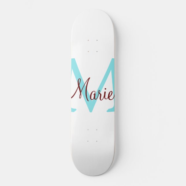 Skateboard jeté simple minimal ajouter nom monogramme rose ro (Recto)