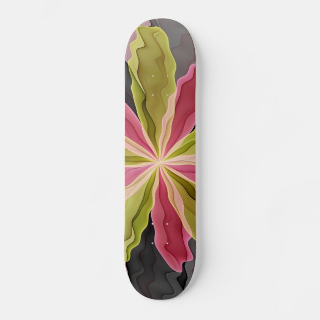 Skateboard Joie, Fantaisie Fleur Fractale Rose Vert Anthracit (Recto)