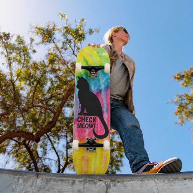 Skateboard Joli Black Check Meowboard pont (Extérieur 1)