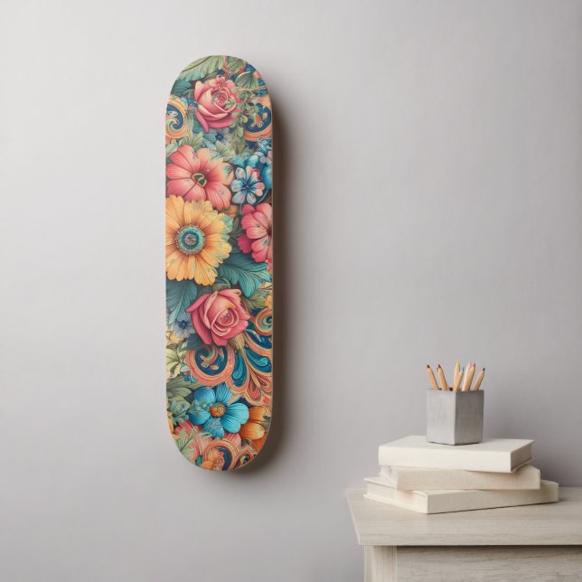 Skateboard Joli bouquet de fleurs (Art mural)